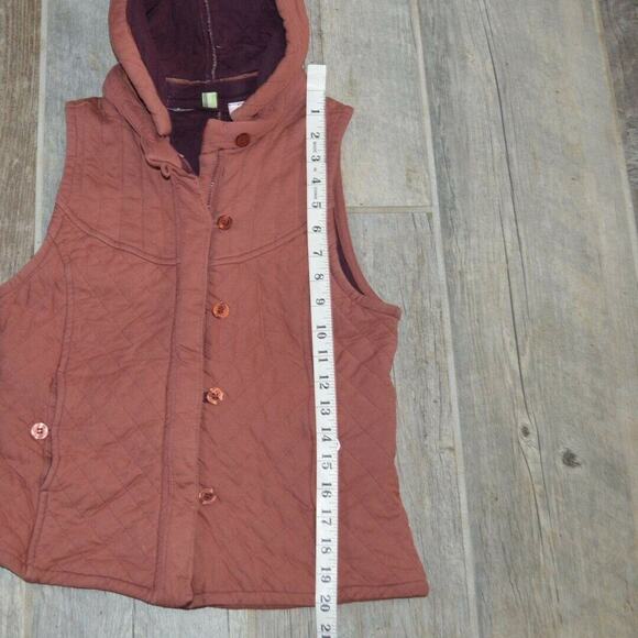 Anthropologie S Rust Quilted Hooded Vest - Picture 8 of 11